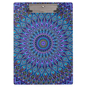 Porte-bloc Mandala Boho bleu Turquoise violet Peacock coloré