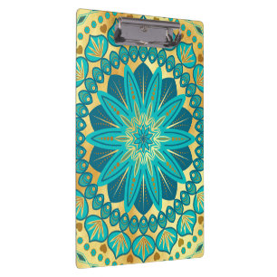 Porte-bloc Mandala Fleur Or Bleu