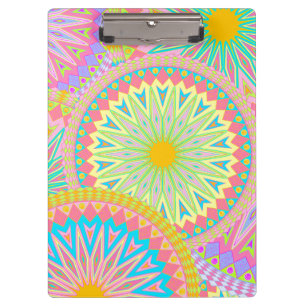 Porte-bloc Mandala superposé rose bleu jaune menthe violet