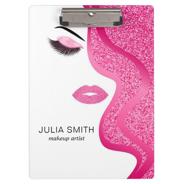 Porte-bloc Maquillage avec effet parties scintillant rose cla (Devant)
