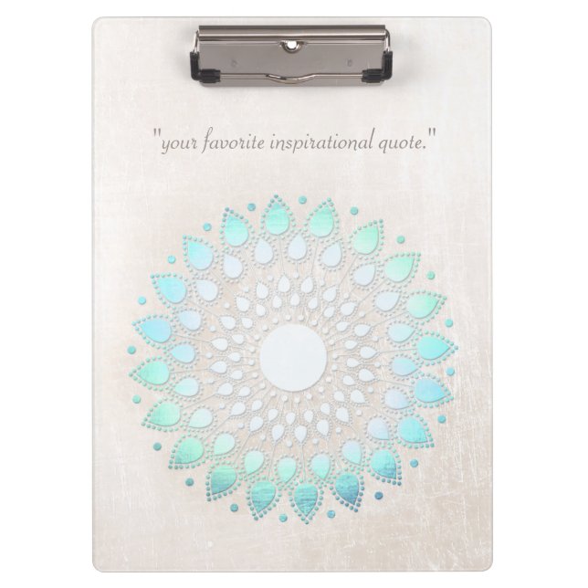 Porte-bloc Marbre à écailles turquoise Lotus Floral Mandala (Devant)