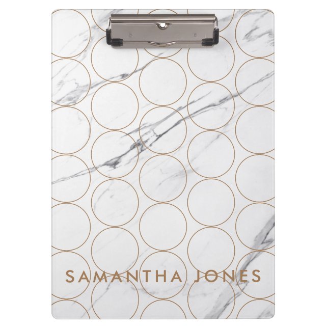 Porte-bloc Marbre blanc Carrara Motif or classique moderne (Devant)