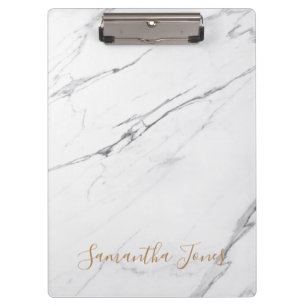 Porte-bloc Marbre blanc Carrare Or Script Classic Moderne