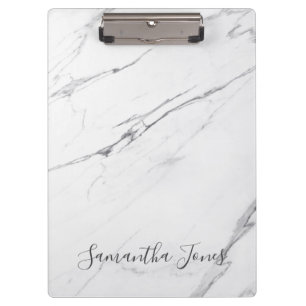 Porte-bloc Marbre blanc Carrare Script classique moderne
