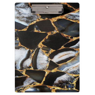 Porte-bloc Marbre blanc doré et noir