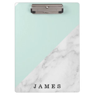 Porte-bloc Marbre blanc moderne avec bloc vert Clipbo personn