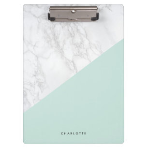 Porte-bloc Marbre blanc moderne avec Mint Green Block personn