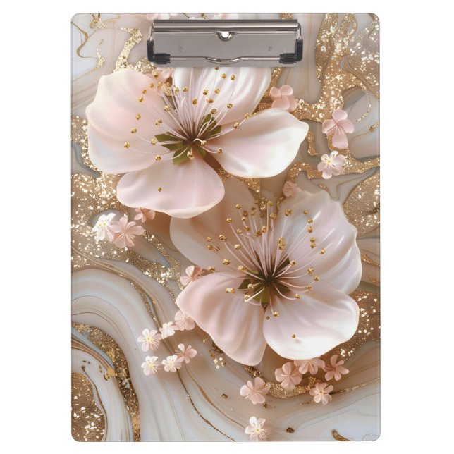 Porte-bloc Marbre et fleurs (Devant)