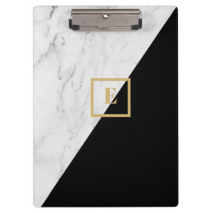 Porte-bloc Marbre géométrique moderne/Monogramme noir
