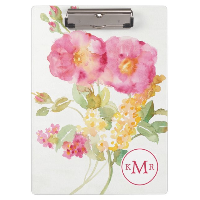 Porte-bloc Marguerite blanche du monogramme | sur le bleu (Devant)