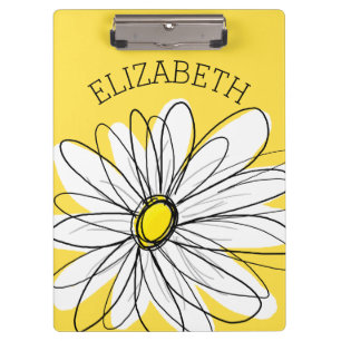Porte-bloc Marguerite lunaire jaune et blanc avec texte perso
