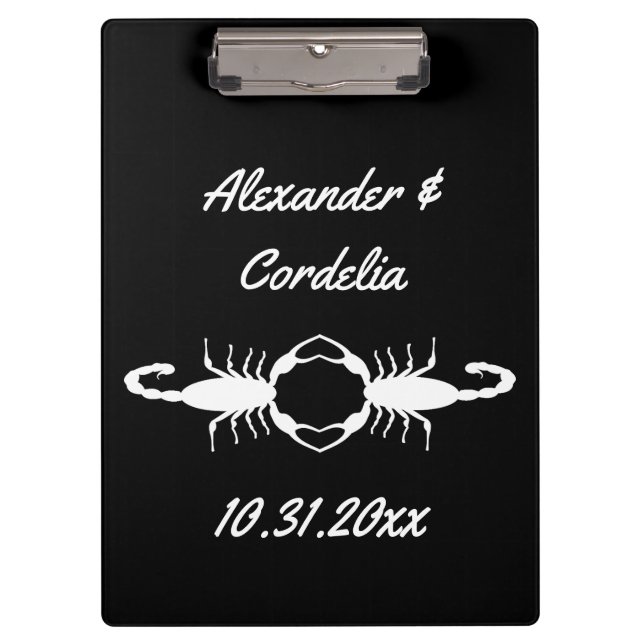 Porte-bloc Mariage gothique blanc Scorpions personnalisé (Devant)