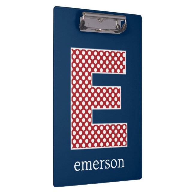 Porte-bloc Marine et Pois rouges avec lettre monographie E (Swatch)