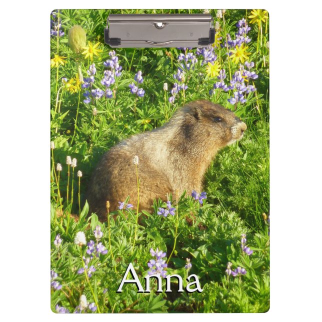 Porte-bloc Marmot dans le Mont Rainier Fleurs sauvages (Devant)