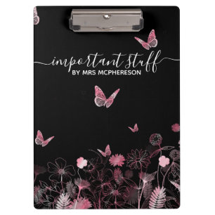 Porte-bloc Matière importante Champ de fleurs avec papillons