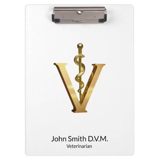 Porte-bloc Médecine vétérinaire Asclepius Vet Gold V Élégant (Devant)