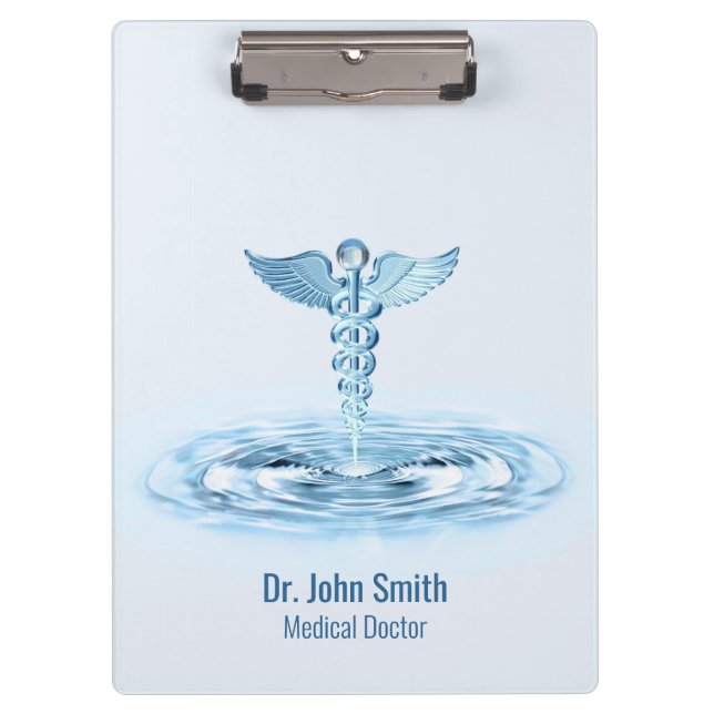 Porte-bloc Médicale Hermes Rod Bleu Caduceus Eau Ondes (Devant)