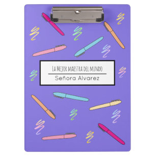 Porte-bloc Merci enseignant espagnol Mejor Maestra del Mundo