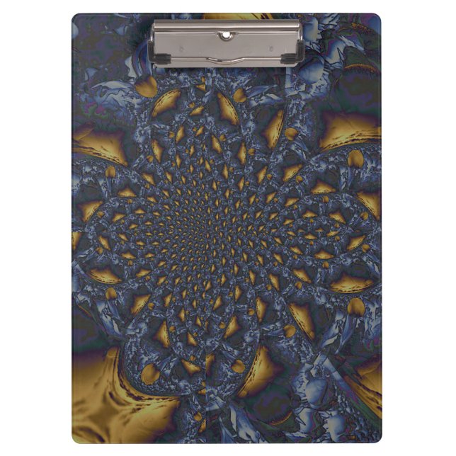 Porte-bloc Métal Moulé or et argent bleu (Devant)