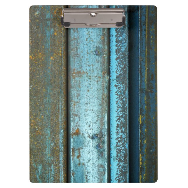 Porte-bloc Métal rouillé patiné rocailleux de bleu et de (Devant)