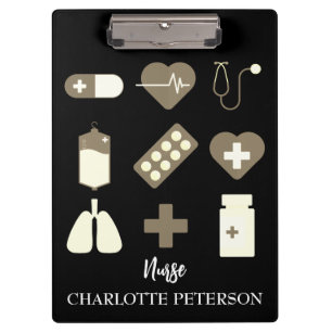 Porte-bloc Mignon infirmière d'élément médical noir 