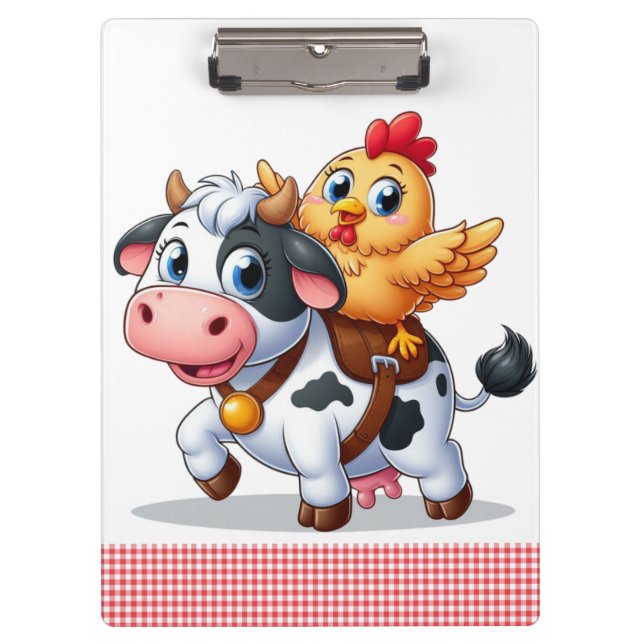 Porte-bloc mignon vache/poulet caricature (Devant)
