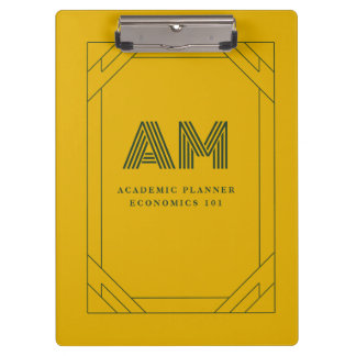 Porte-bloc Minimaliste Jaune Moutarde & Monogramme Vert Forêt
