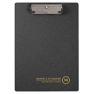 Porte-bloc Minimaliste Lin personnalisé noir texte doré