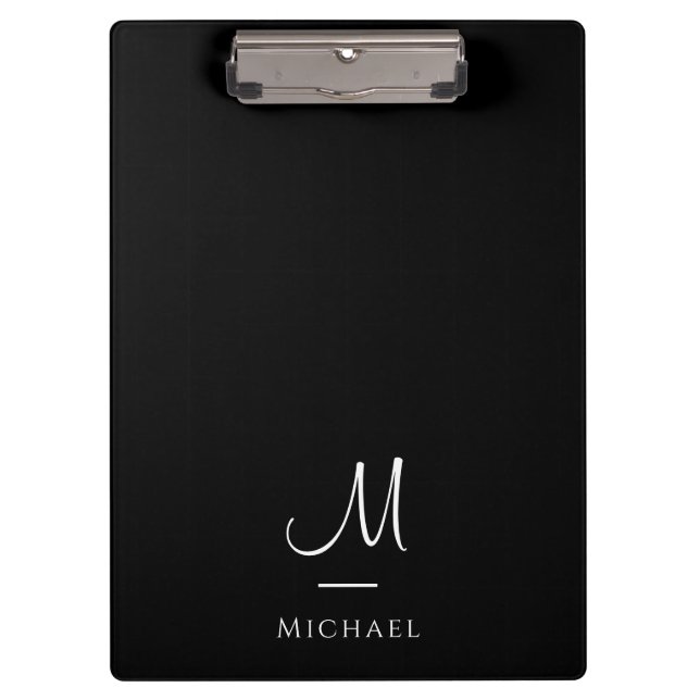 Porte-bloc Modèle blanc noir monogramme initial personnalisé (Devant)