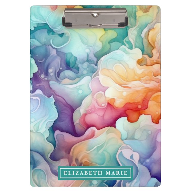 Porte-bloc Modèle de nom de l'aquarelle arc-en-ciel (Devant)