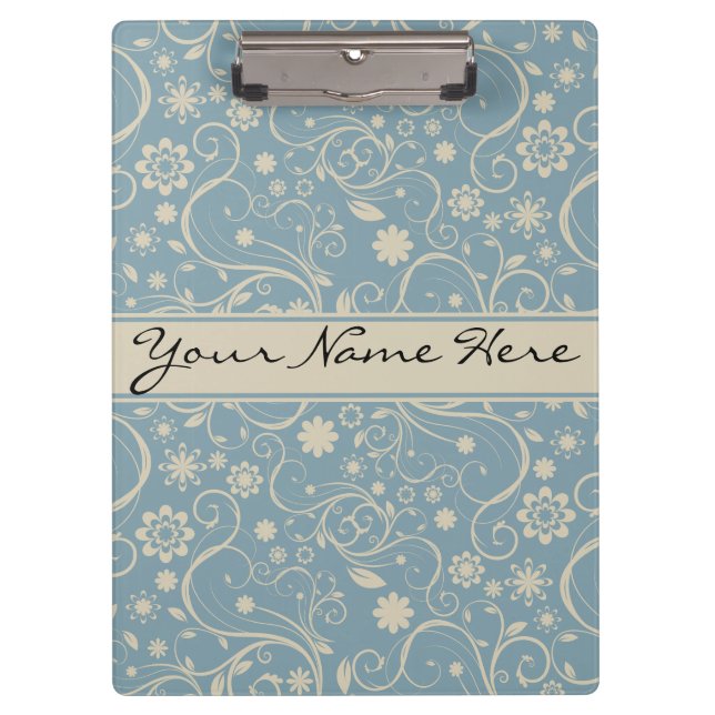 Porte-bloc Modèle floral Pastel bleu personnalisé et tonique (Devant)