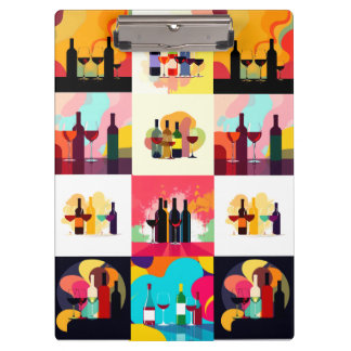 Porte-bloc Modern Wine Set Silhouette Collage – Bold Colorful