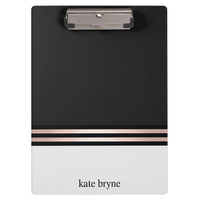 Porte-bloc Moderne Elégant Faux Rose Gold Foil Stripes (Devant)