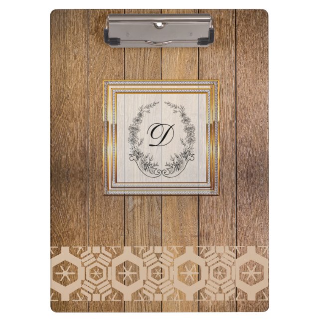 Porte-bloc Moderne élégant Monogram Motif Vintage Bois (Devant)