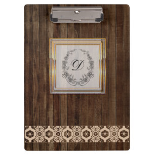 Porte-bloc Moderne élégant Monogram Motif Vintage Bois