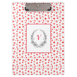 Porte-bloc Moderne élégant Monogramme Fille Motif Rouge