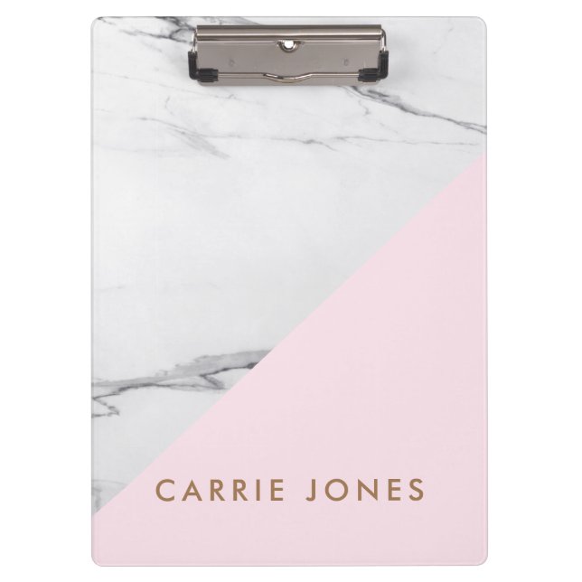 Porte-bloc Moderne Marbre blanc rose Élégant (Devant)