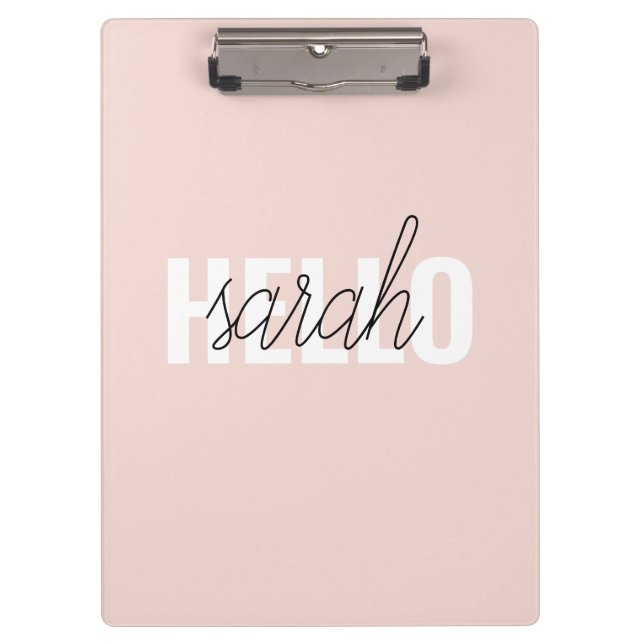 Porte-bloc Moderne Pastel Rose Bonjour Et Vous Nom (Devant)