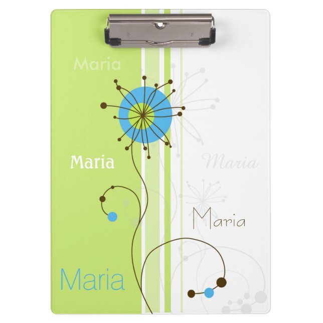 Porte-bloc Moderne simple Fleur vert Votre nom (Devant)