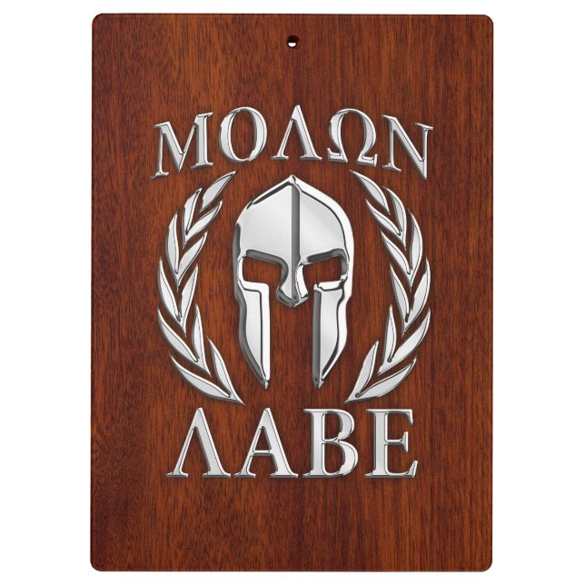 Porte-bloc Molon Labe Spartan Warris Laurels Chro Wood Print (Dos)