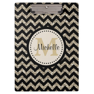 Porte-bloc Monogramme argenté de Chevron d'or