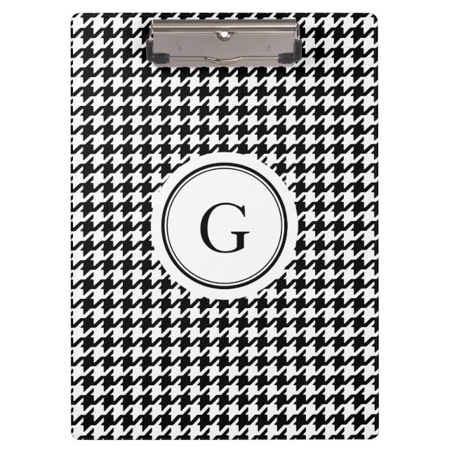 Porte-bloc Monogramme blanc noir chic de motif de (Devant)
