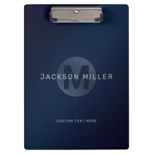 Porte-bloc Monogramme bleu marine moderne simple personnalis