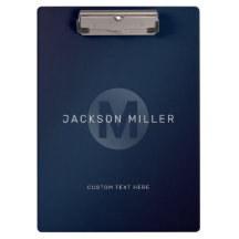 Monogramme bleu marine moderne simple personnalisé