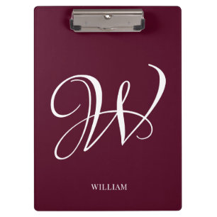 Porte-bloc Monogramme Bourgogne Elégant Personnalisé Initial