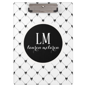 Porte-bloc Monogramme bow en noir et blanc