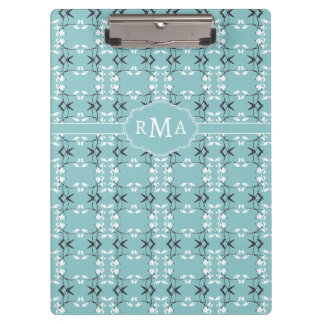 Porte-bloc Monogramme de bleu d'oeuf de merle botanique royal