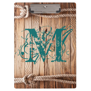 Porte-bloc Monogramme de bois rustique du pays Carte d'écrêta