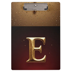 Porte-bloc Monogramme de lettre E dorée avec métal qui coule