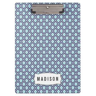 Porte-bloc Monogramme de Motif d'Ikat bleu marine et turquois